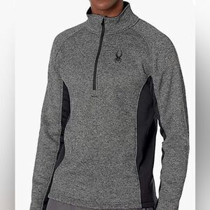 NWT SPYDER Outbound Men's 1/4 Zip Pullover Jacket Grey/Black